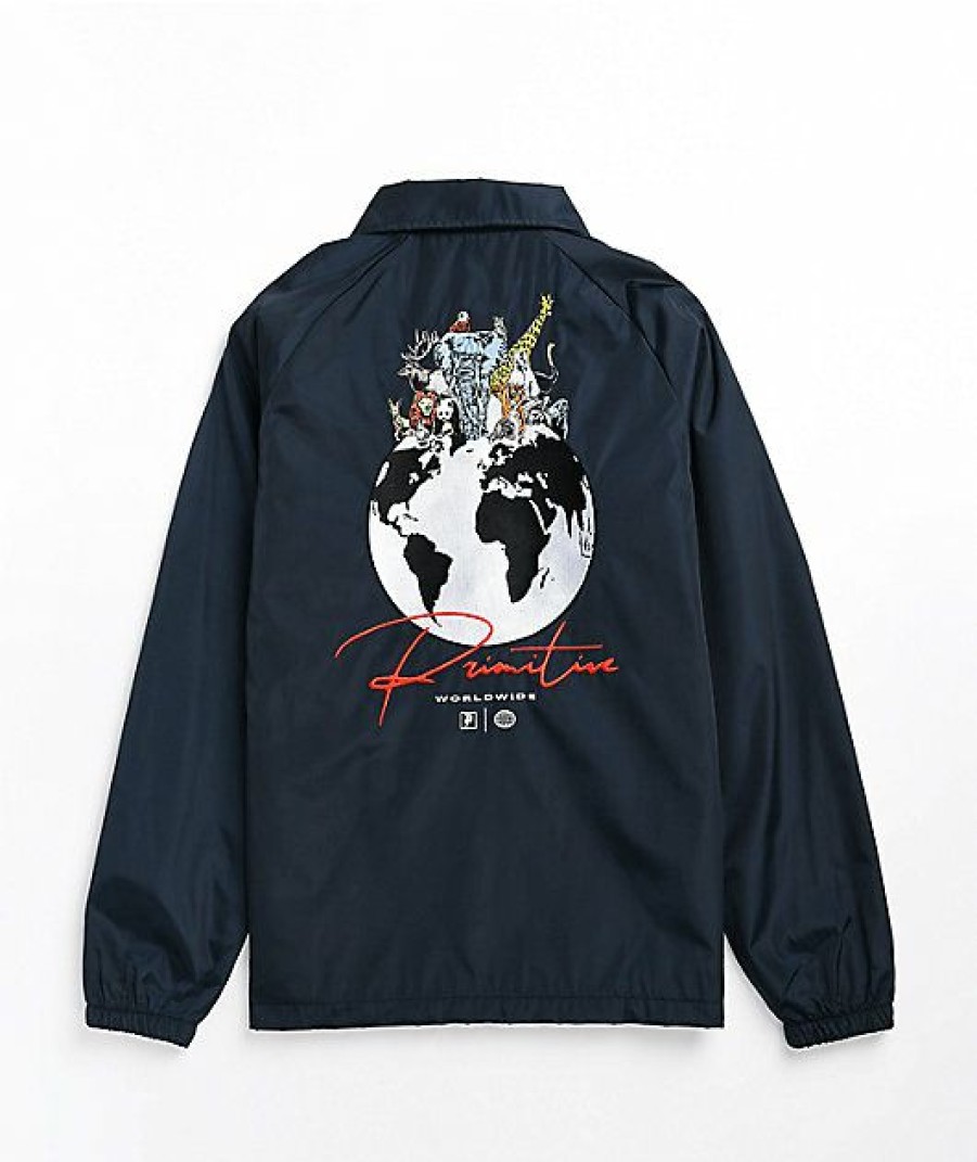 Kids Jackets * | Primitive Kids Kingdom Navy Coaches Jacket New Arrivals