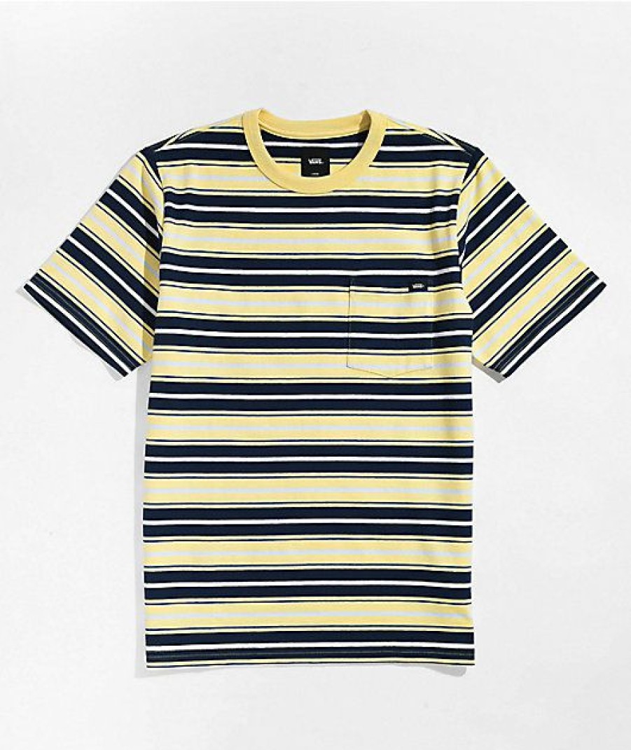 Kids T-Shirts * | Vans Kids Stripe Blue & Yellow Pocket T-Shirt Reliable Quality