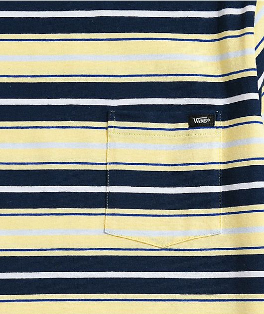 Kids T-Shirts * | Vans Kids Stripe Blue & Yellow Pocket T-Shirt Reliable Quality