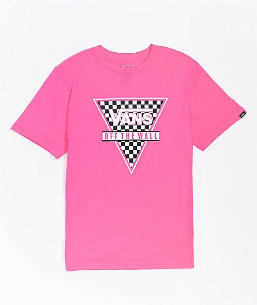 Kids T-Shirts * | Vans Kids' Classic Triangle Logo Pink T-Shirt Original Model