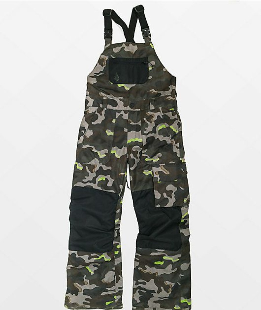 Kids Jeans & Pants * | Volcom Barkley Camo 10K Bib Snowboard Pants Kids Competitive Price