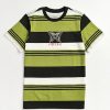 Kids T-Shirts * | Neon Riot Kids' Butterfly Green & Black Stripe T-Shirt Discount