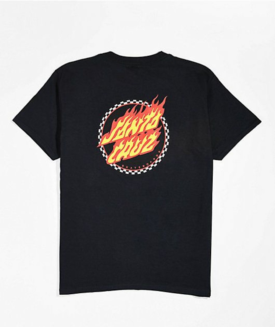 Kids T-Shirts * | Santa Cruz Kids Checkered Ring Flame Black T-Shirt Reduction In Price