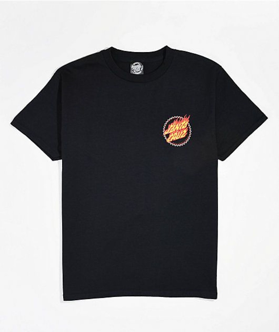 Kids T-Shirts * | Santa Cruz Kids Checkered Ring Flame Black T-Shirt Reduction In Price