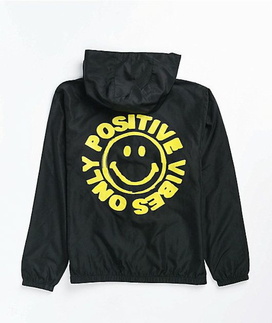 Kids Jackets * | Neon Riot X Smiley Kids' Black Windbreaker Jacket The Varied Pattern