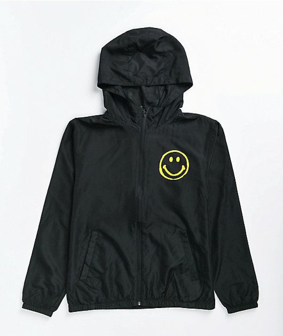 Kids Jackets * | Neon Riot X Smiley Kids' Black Windbreaker Jacket The Varied Pattern