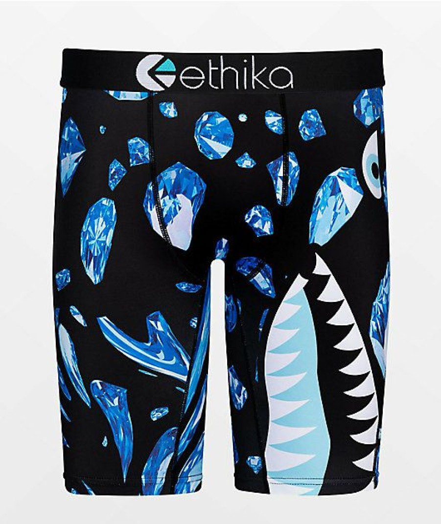 Kids Boxer Briefs * | Ethika Kids Bomber Diamond Drip Black Boxer Briefs Original Model