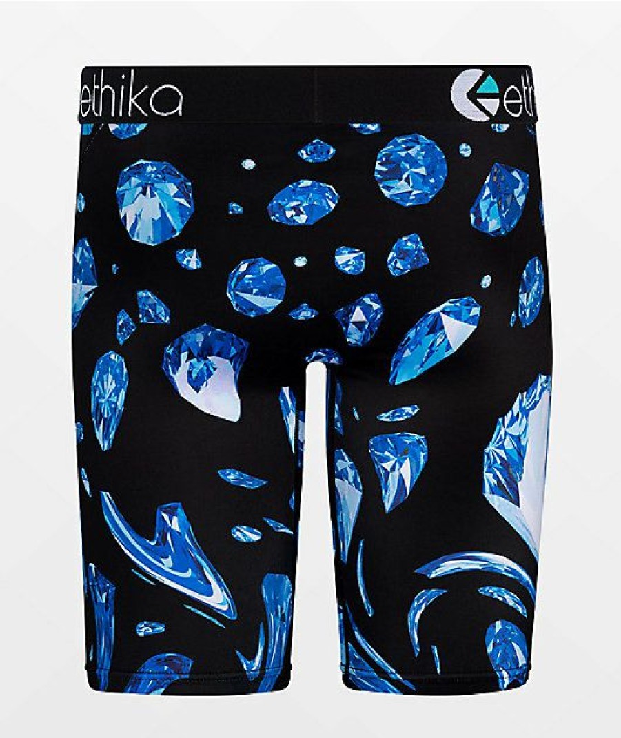 Kids Boxer Briefs * | Ethika Kids Bomber Diamond Drip Black Boxer Briefs Original Model