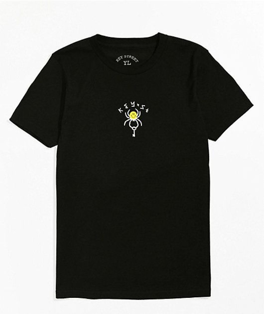 Kids T-Shirts * | Key Street Kids' Smile Spider Black T-Shirt Special Design