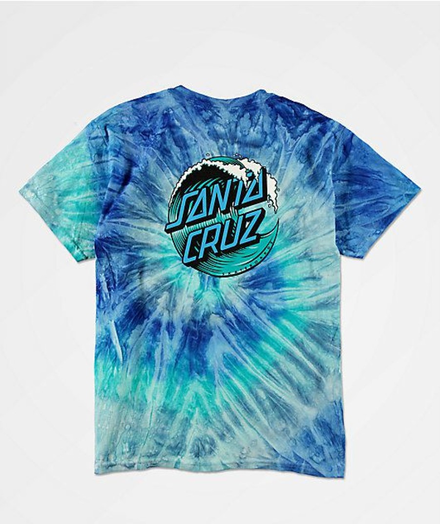 Kids T-Shirts * | Santa Cruz Kids Wave Dot Blue Tie Dye T-Shirt Exclusive Design