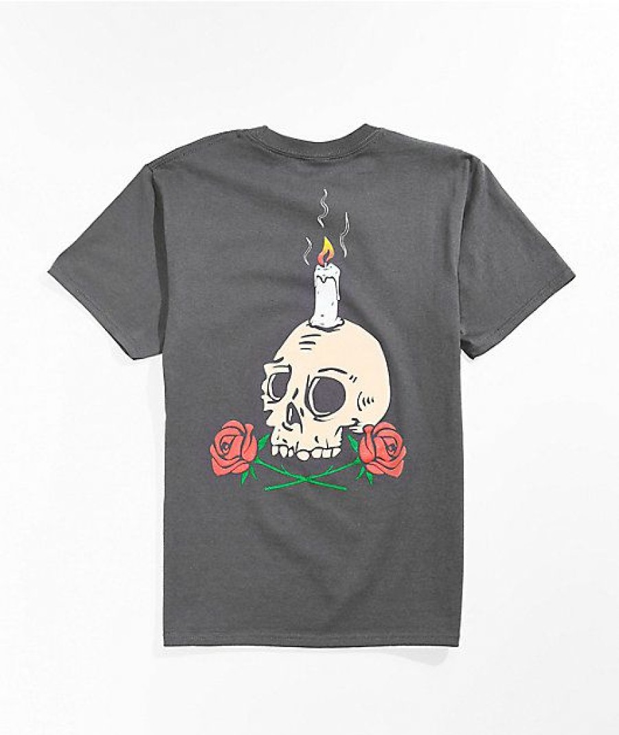 Kids T-Shirts * | Empyre Kids' Candle Skull Charcoal T-Shirt Half Price