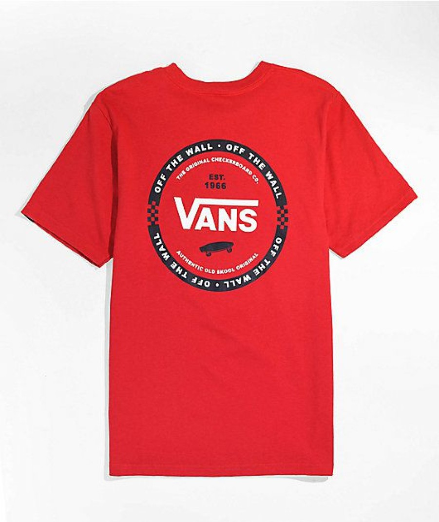 Kids T-Shirts * | Vans Kids Logo Check Red T-Shirt Fire Sale