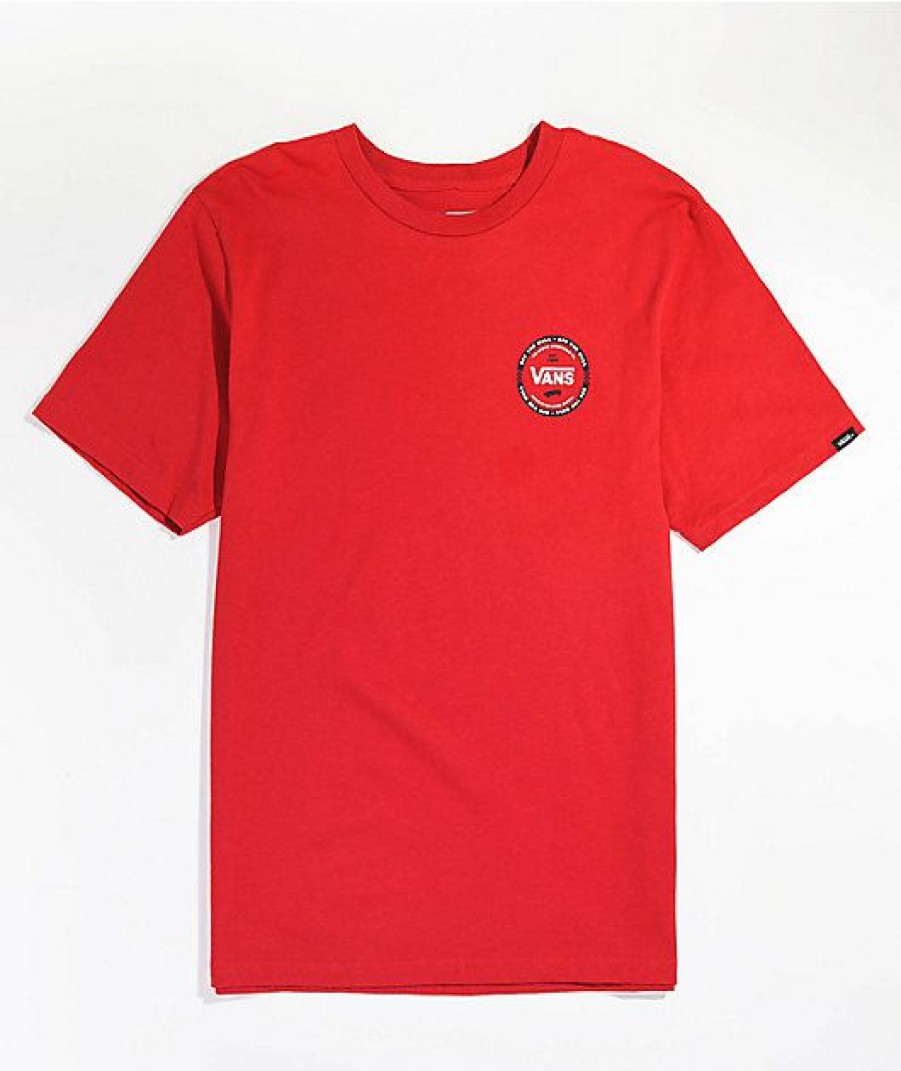 Kids T-Shirts * | Vans Kids Logo Check Red T-Shirt Fire Sale