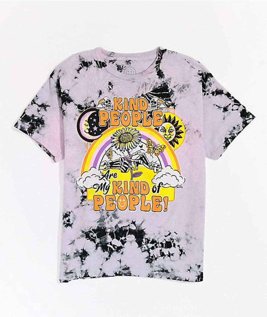 Kids T-Shirts * | Boss Dog Kids' Kind People Purple & Black Tie Dye T-Shirt Special Design