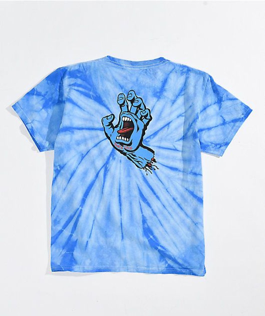 Kids T-Shirts * | Santa Cruz Kids Scream Hand Blue Tie Dye T-Shirt Free Delivery