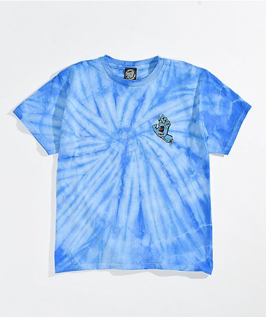 Kids T-Shirts * | Santa Cruz Kids Scream Hand Blue Tie Dye T-Shirt Free Delivery