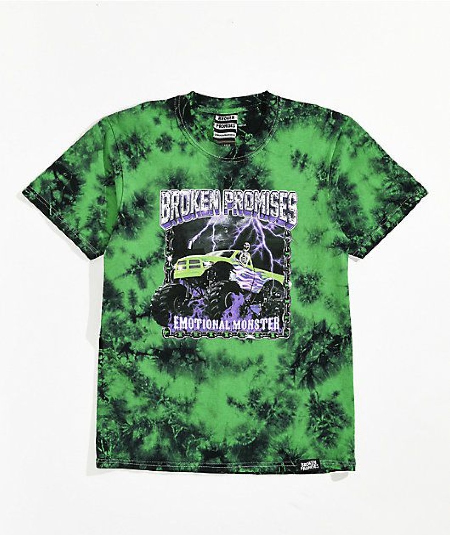 Kids T-Shirts * | Broken Promises Kids' Stunt Devil Green & Black Tie Dye T-Shirt Special Design