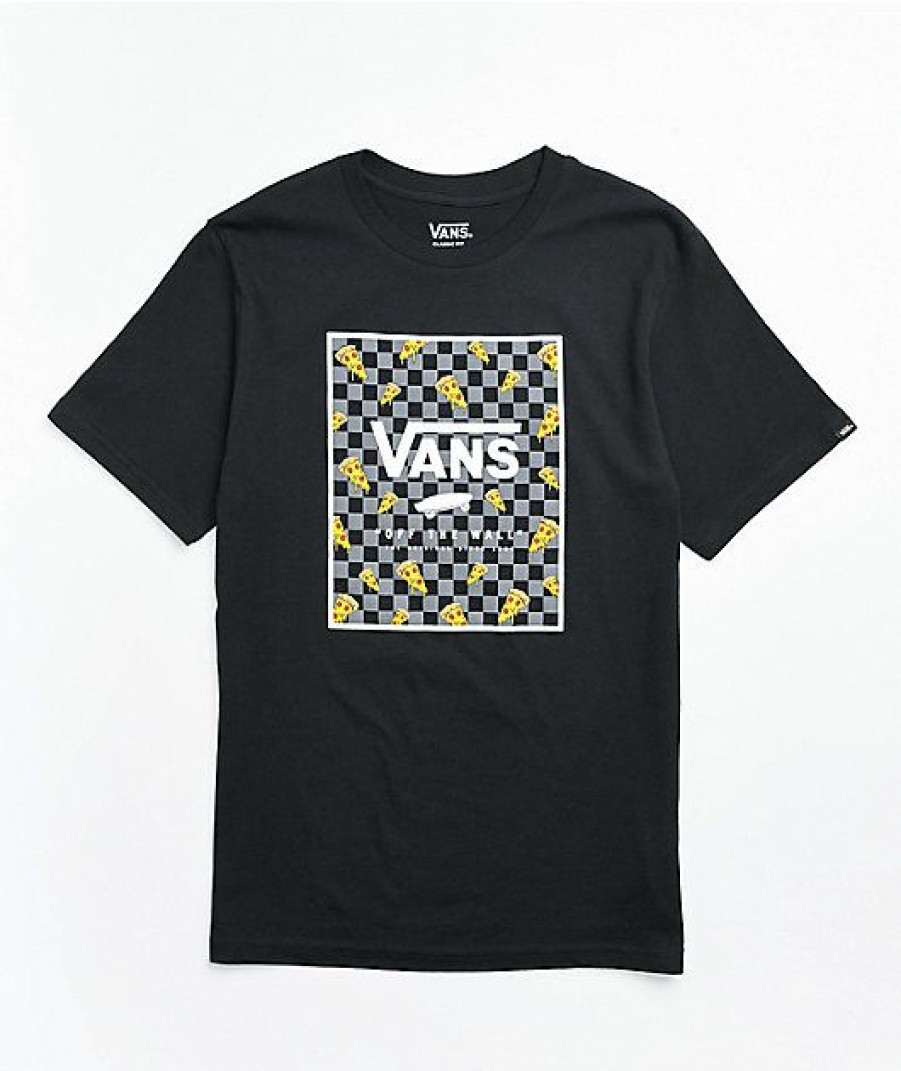 Kids T-Shirts * | Vans Kids Pizza Print Box Black T-Shirt At The Best Price