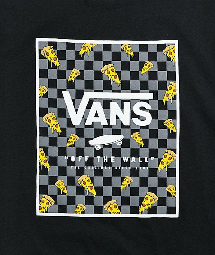 Kids T-Shirts * | Vans Kids Pizza Print Box Black T-Shirt At The Best Price