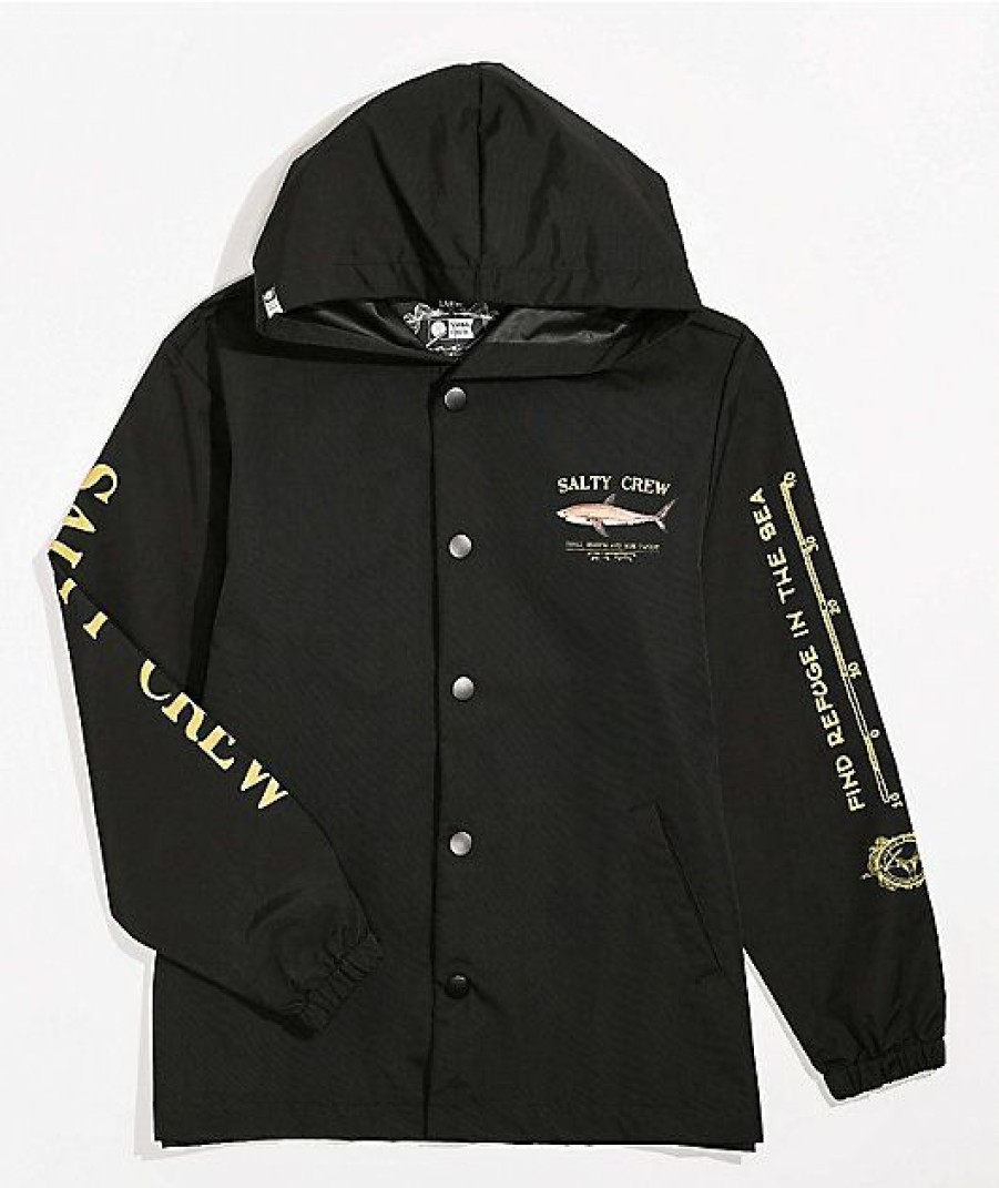 Kids Jackets * | Salty Crew Kids' Bruce Black Windbreaker Jacket Hot Sell