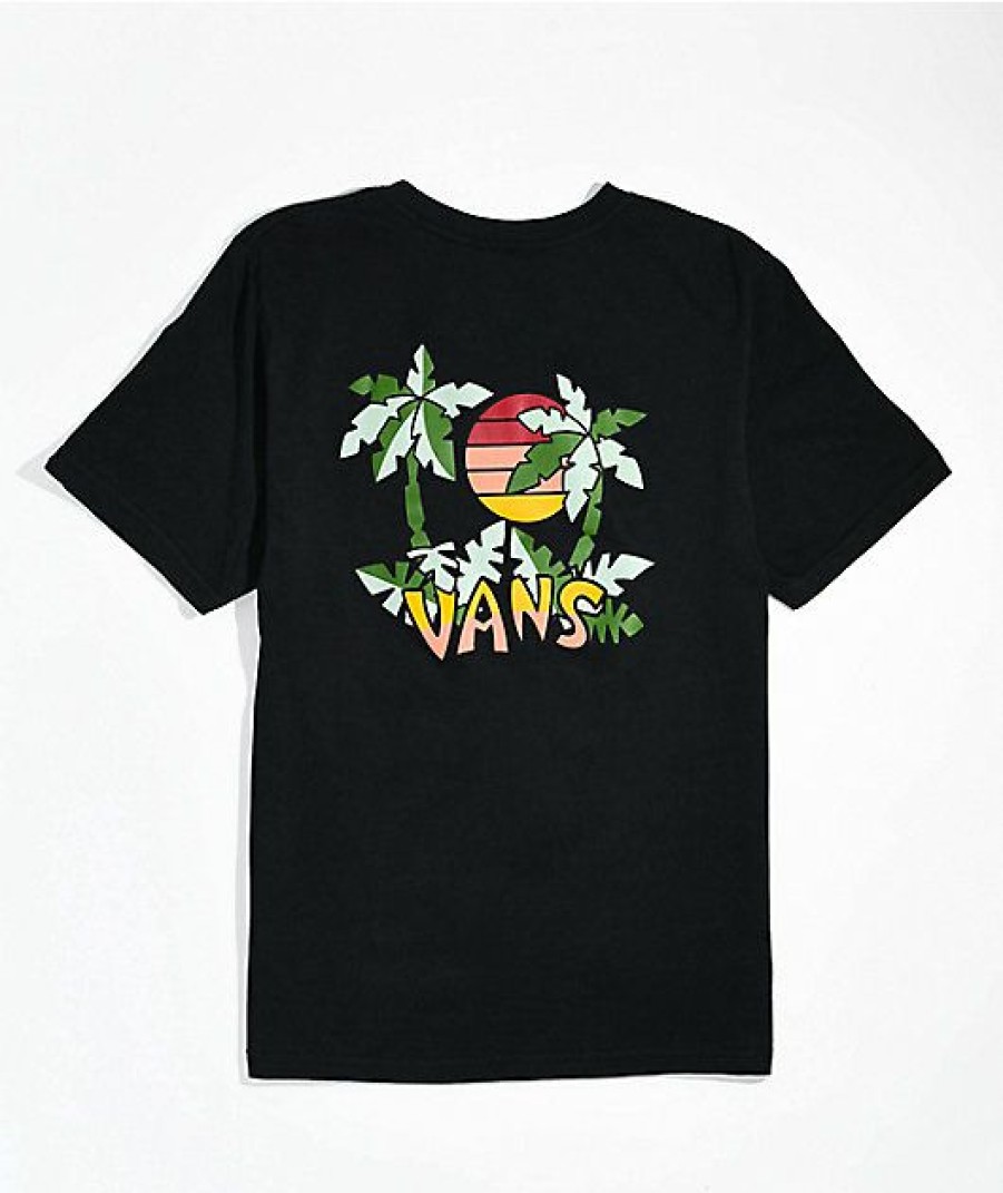 Kids T-Shirts * | Vans Kids Tiki Palms Black T-Shirt Latest Fashion