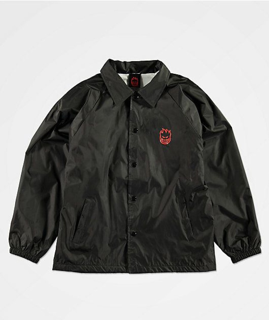 Kids Jackets * | Spitfire Kids Bighead Black Coaches Jacket Exactly Discount