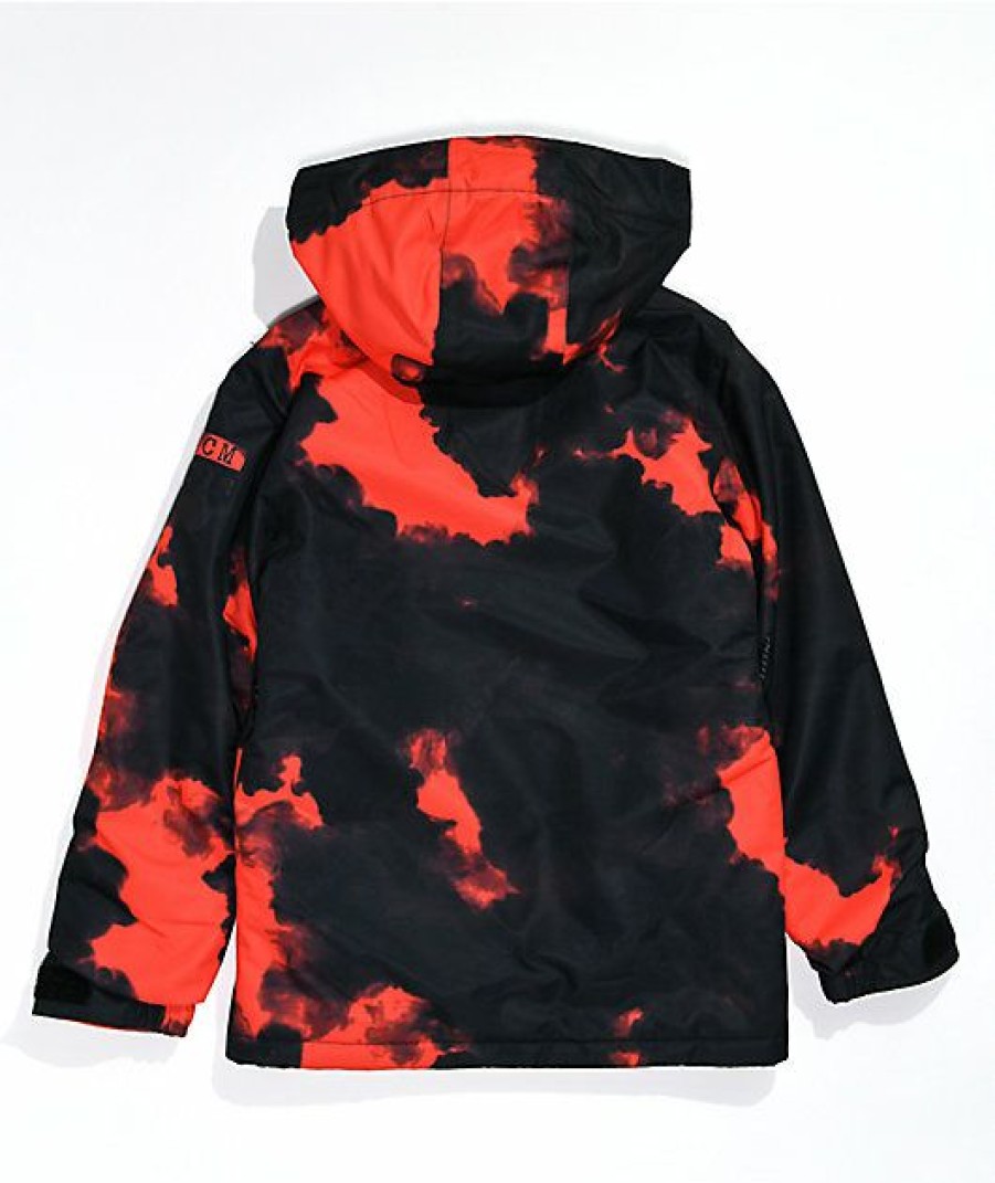 Kids Jackets * | Volcom Kids' Caddoc Insulated Red & Black Tie Dye 10K Snowboard Jacket Reduction In Price