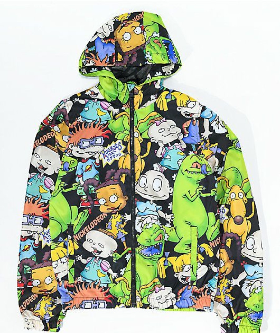 Kids Jackets * | Members Only X Nickelodeon Kids' Rugrats Black Windbreaker Jacket Online Discount