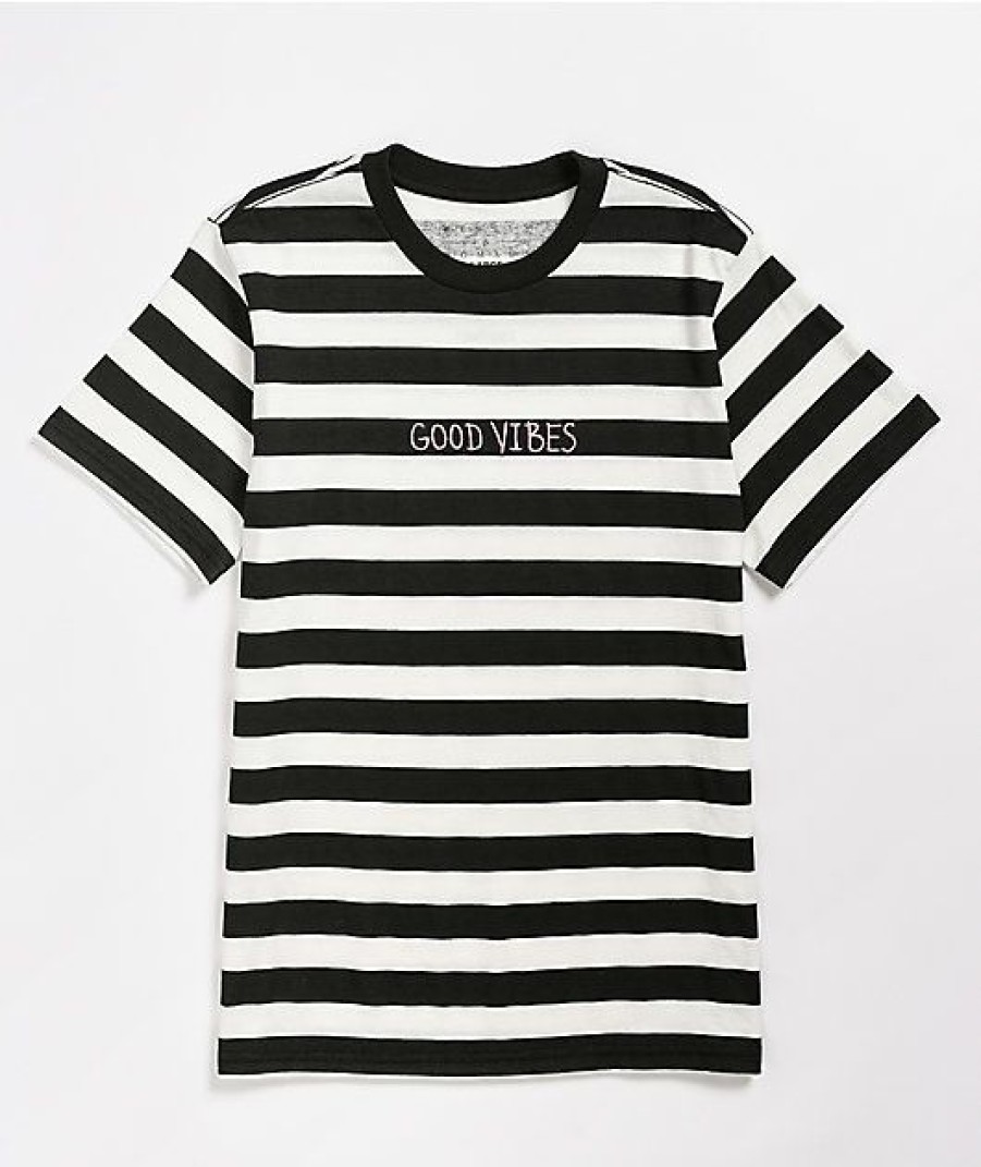 Kids T-Shirts * | Rebels And Nomads Kids Good Vibes Black Stripe T-Shirt Online Sales