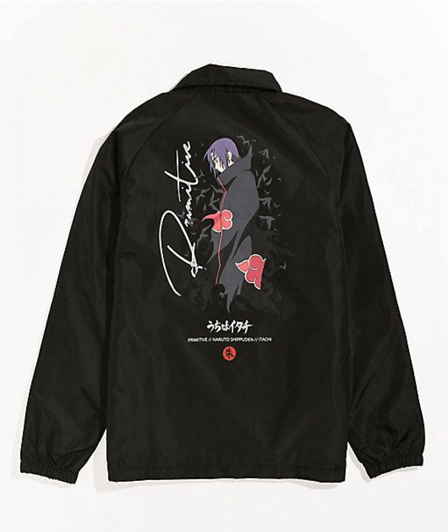 Kids Jackets * | Primitive X Naruto Shippuden Kids Crows Black Coaches Jacket New