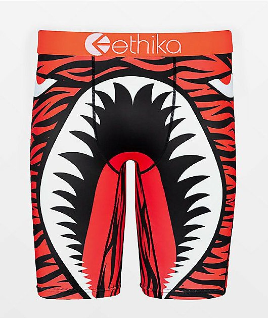 Kids Boxer Briefs * | Ethika Boys War Plane Orange Boxer Briefs Online Discount