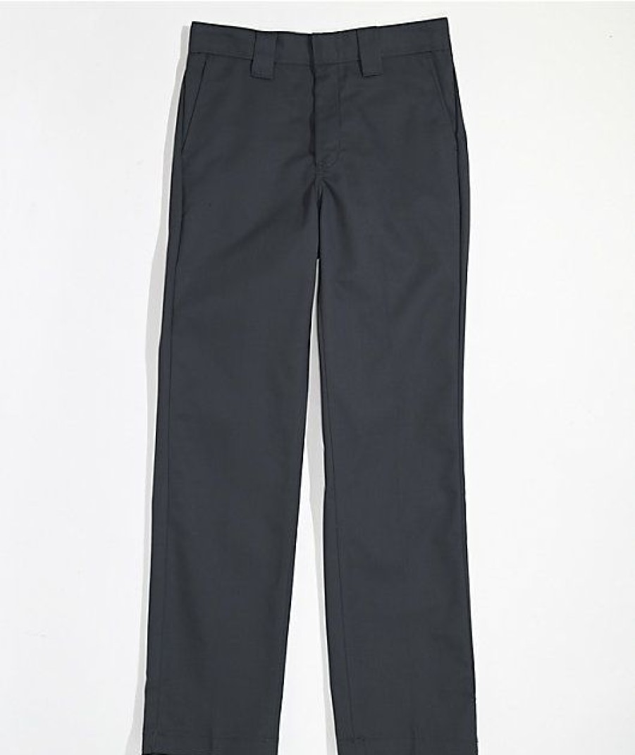 Kids Jeans & Pants * | Dickies Kids Charcoal Slim Straight Pants Online Discount