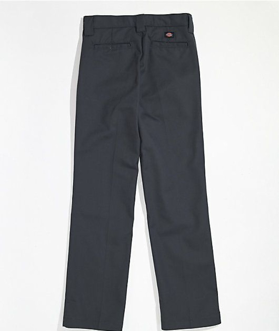 Kids Jeans & Pants * | Dickies Kids Charcoal Slim Straight Pants Online Discount