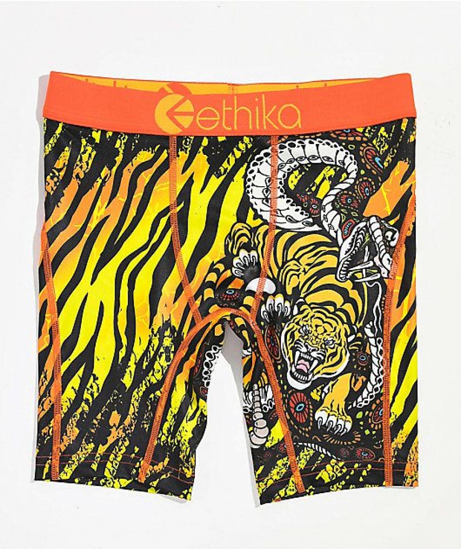 Kids Boxer Briefs * | Ethika Kids Showdown Orange Boxer Briefs Fire Sale