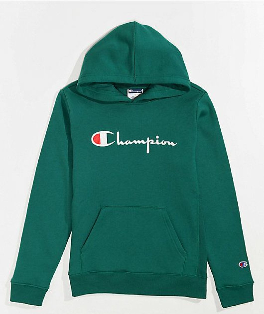 Kids Hoodies & Sweatshirts * | Champion Kids Vintage Green Hoodie Half Price