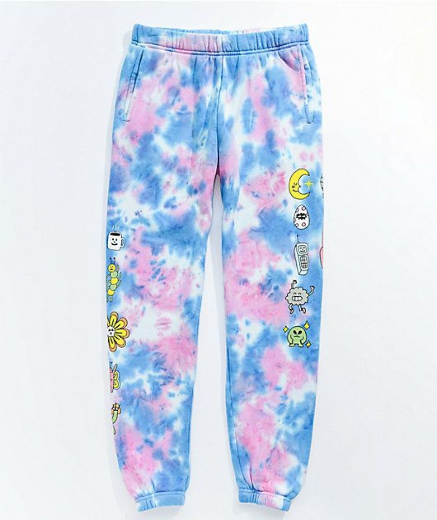 Kids Jeans & Pants * | A-Lab Kids Buddies Blue & Pink Tie Dye Sweatpants Exclusive Design