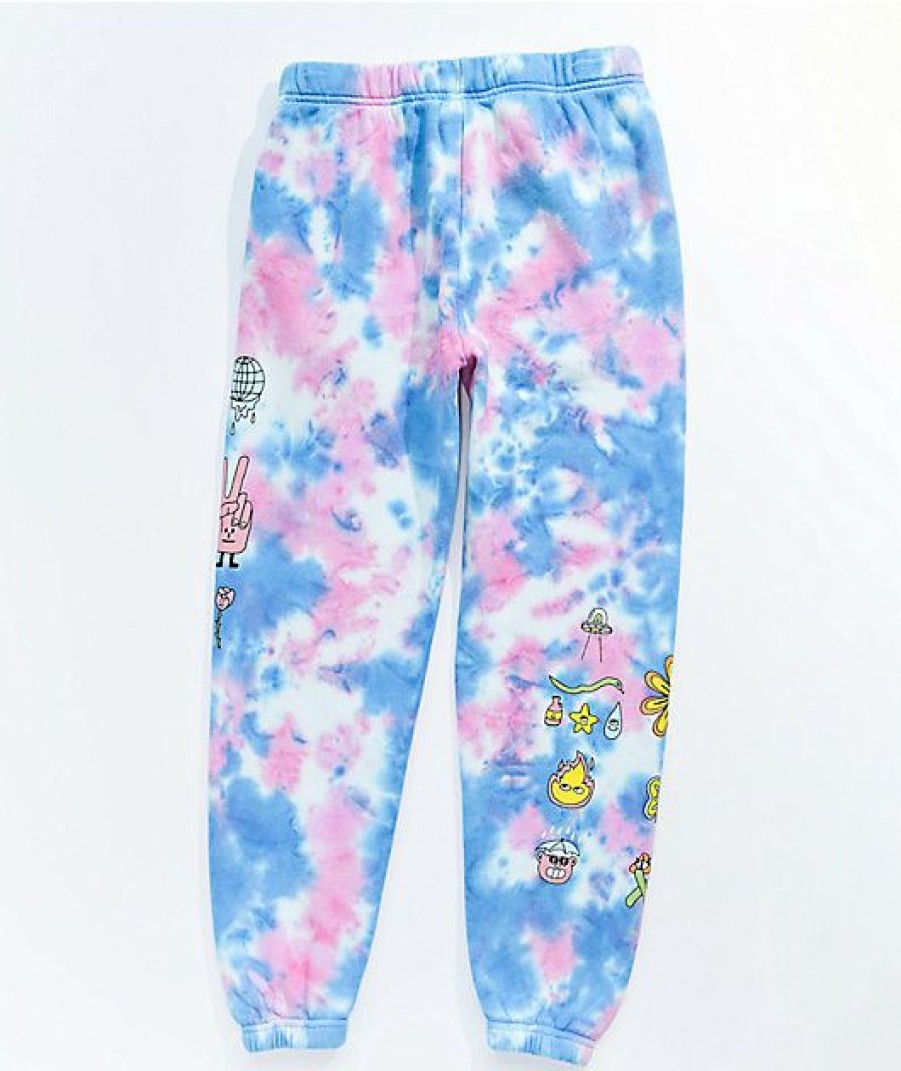 Kids Jeans & Pants * | A-Lab Kids Buddies Blue & Pink Tie Dye Sweatpants Exclusive Design