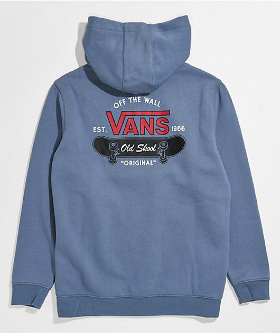 Kids Hoodies & Sweatshirts * | Vans Kids Old Skool Complete Slate Blue Hoodie Sale Online