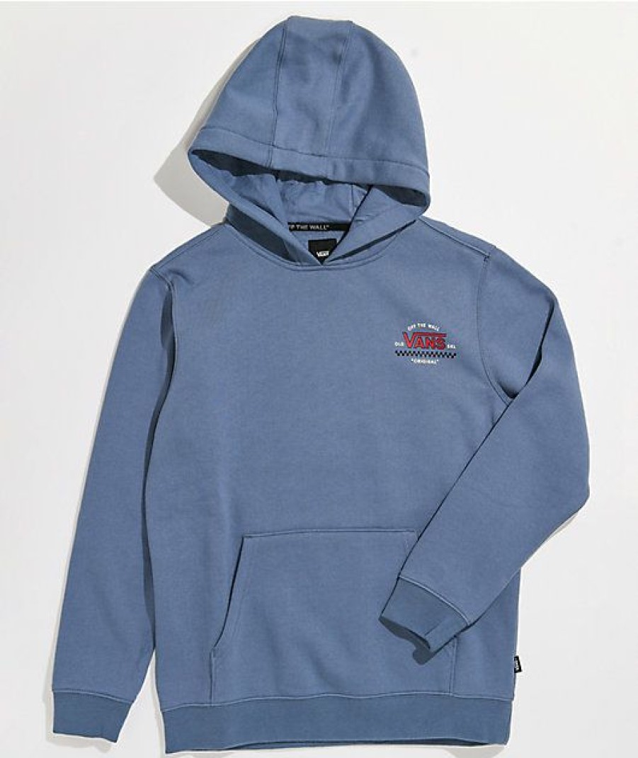 Kids Hoodies & Sweatshirts * | Vans Kids Old Skool Complete Slate Blue Hoodie Sale Online