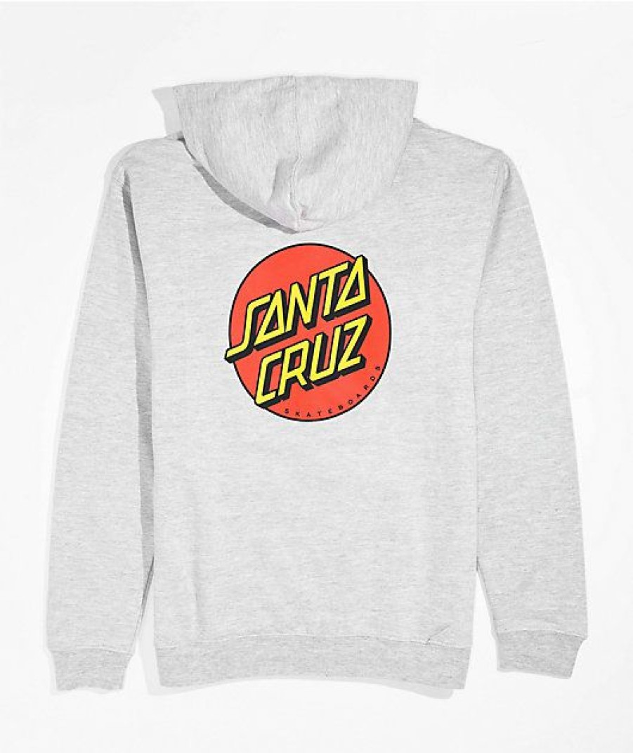 Kids Hoodies & Sweatshirts * | Santa Cruz Kids Classic Dot Grey Zip Hoodie Simple Drawing