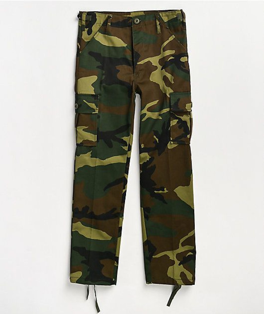 Kids Jeans & Pants * | Rothco Kids' Woodland Green Camo Cargo Pants Fire Sale