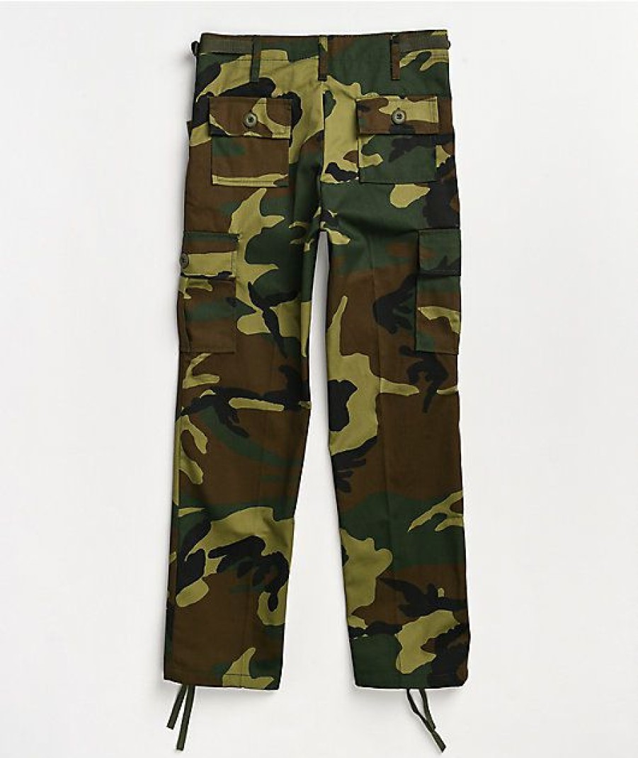 Kids Jeans & Pants * | Rothco Kids' Woodland Green Camo Cargo Pants Fire Sale