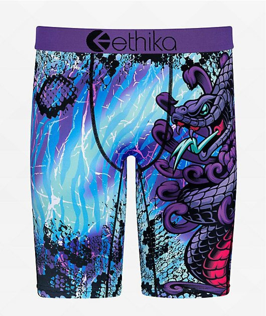 Kids Boxer Briefs * | Ethika Kids Jungle Fight Purple Boxer Briefs Online Discount