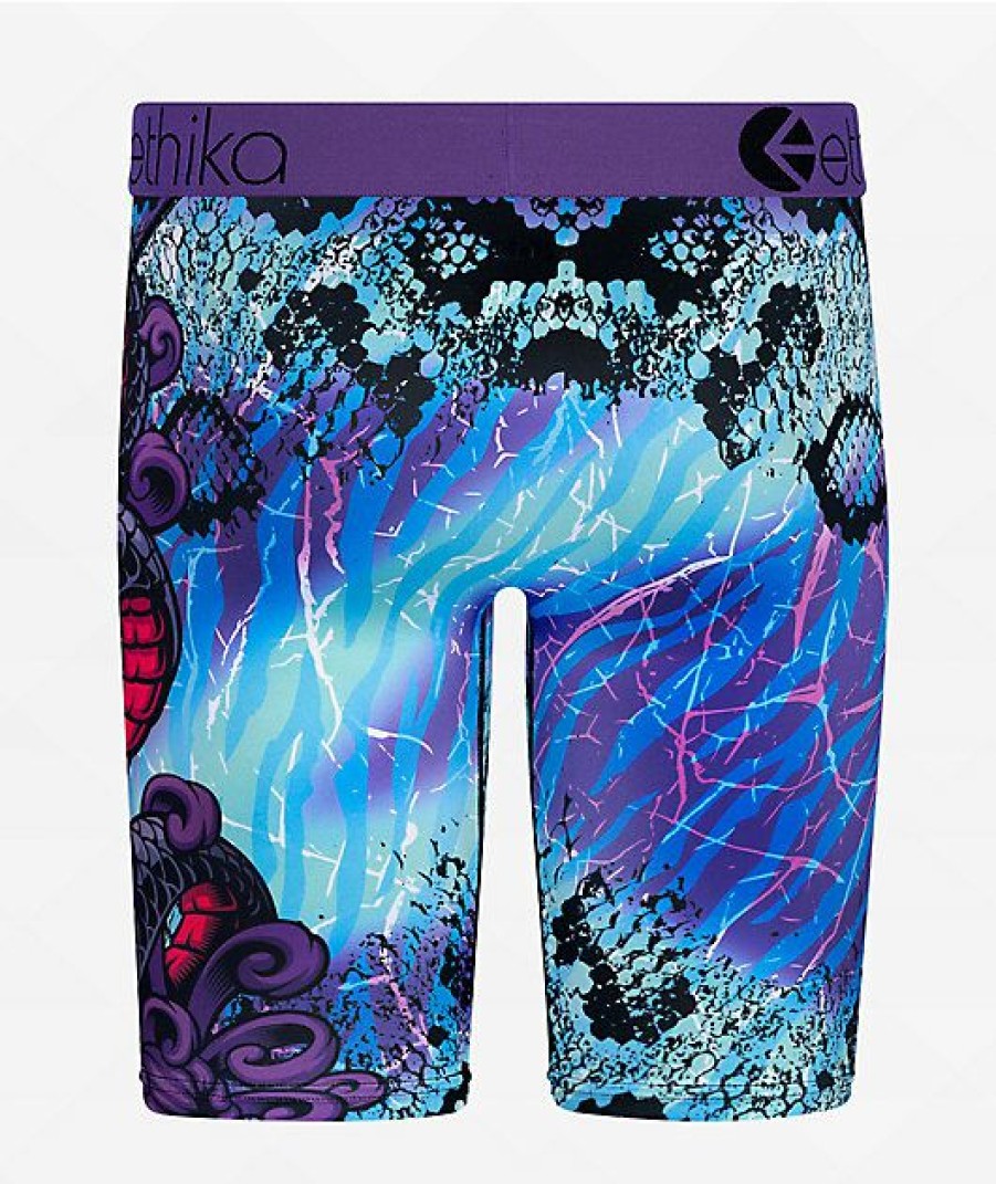 Kids Boxer Briefs * | Ethika Kids Jungle Fight Purple Boxer Briefs Online Discount