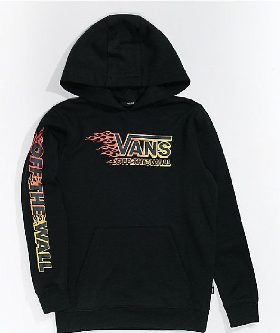 Kids Hoodies & Sweatshirts * | Vans Kids Metallic Flame Black Hoodie The Varied Pattern