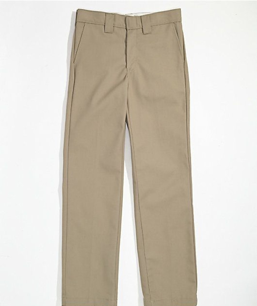 Kids Jeans & Pants * | Dickies Kids Tan Slim Straight Pants Discount