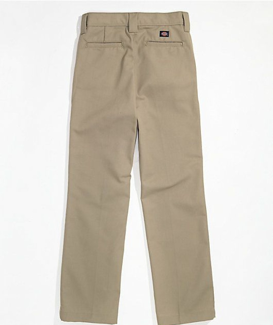 Kids Jeans & Pants * | Dickies Kids Tan Slim Straight Pants Discount