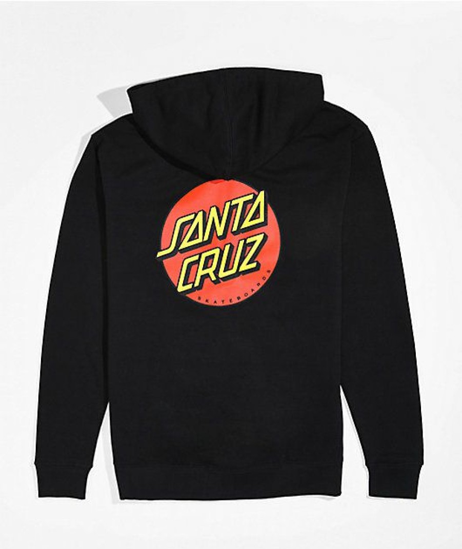 Kids Hoodies & Sweatshirts * | Santa Cruz Kids Classic Dot Black Zip Hoodie At Discount Prices