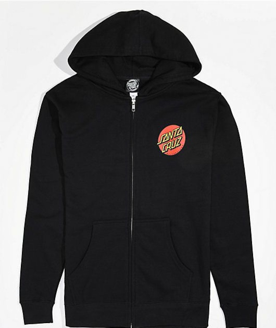 Kids Hoodies & Sweatshirts * | Santa Cruz Kids Classic Dot Black Zip Hoodie At Discount Prices