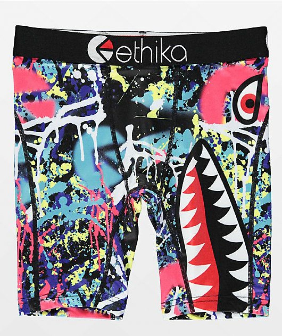 Kids Boxer Briefs * | Ethika Kids Bomber Drip Black Boxer Briefs Special Design